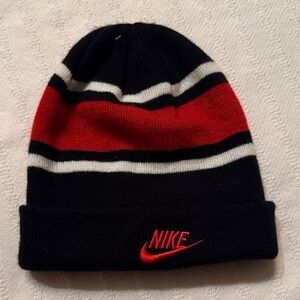 Nike Black and Red Striped Beanie